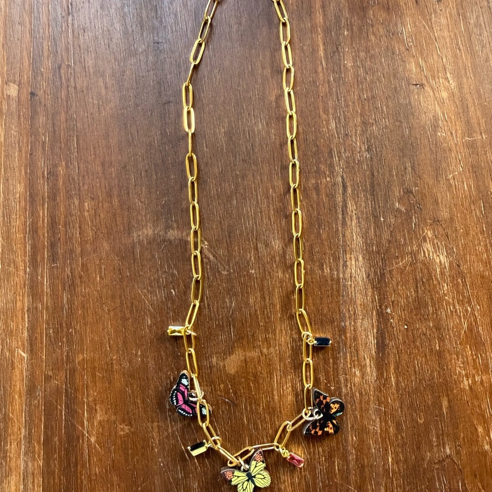 Gold butterfly charm necklace